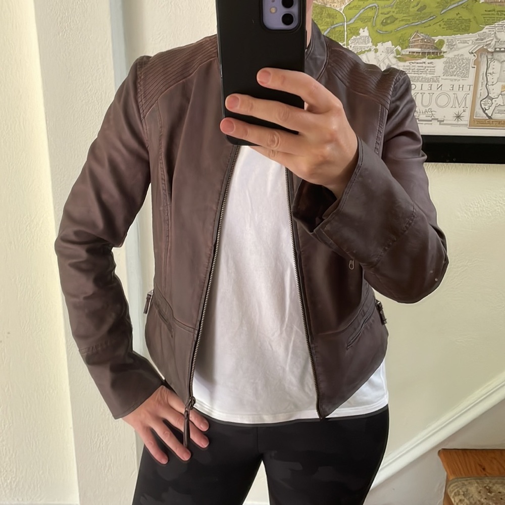 Anthropologie Hei Hei Vegan Leather Moto Jacket Womens Size M